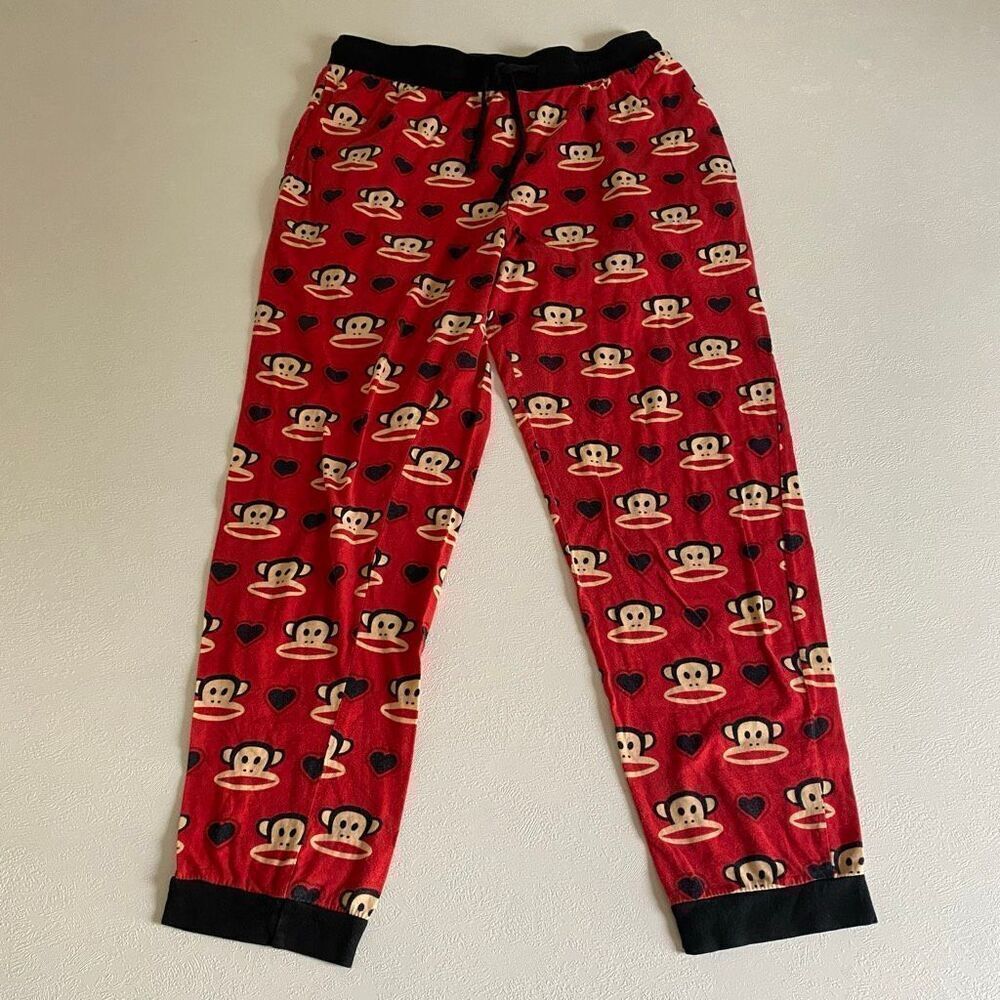 Paul Frank Julius Monkey Red Heart Pajama Pants Women’s Medium Cotton Lounge Sle